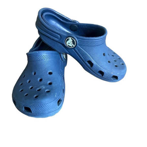 CROCS Classic navy clogs children’s unisex girls 8 or boy’s 9 excellent preowned - Picture 1 of 9